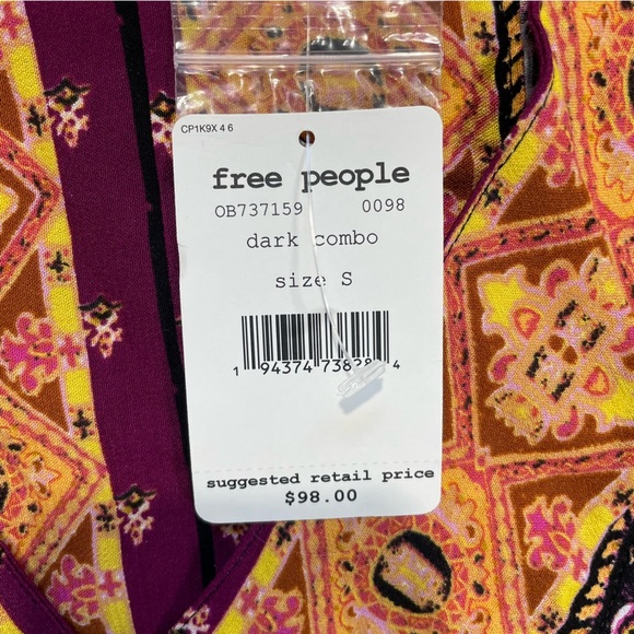 Free People Small Catch Me If You Can Kimono / Tunic in Dark Combo Long Sleeve - Picture 6 of 13